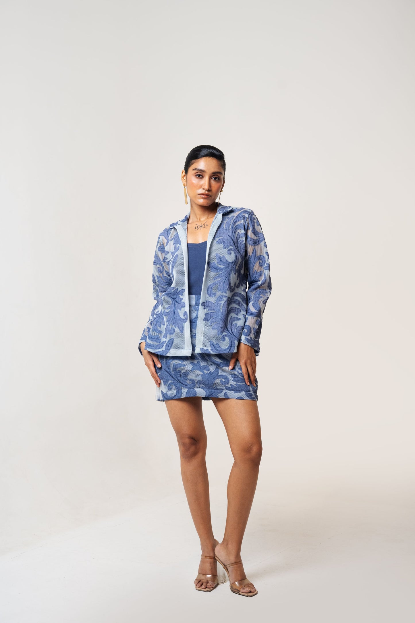 Net Denim Skirt