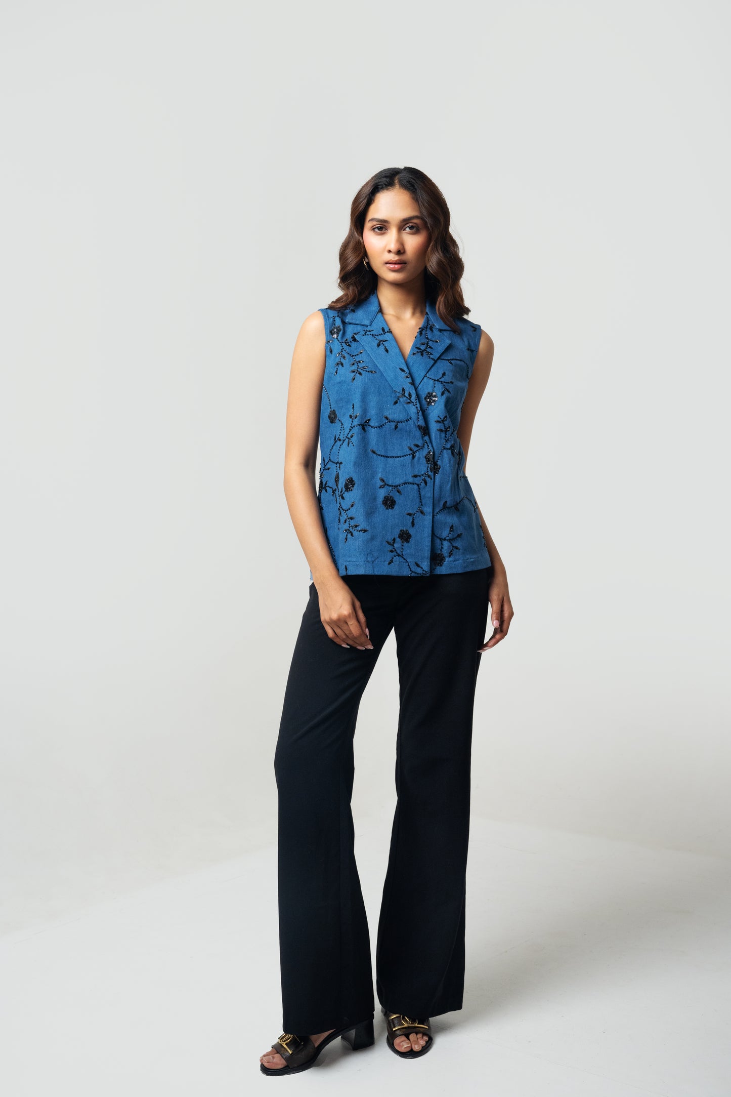 Overlap Denim Blazer