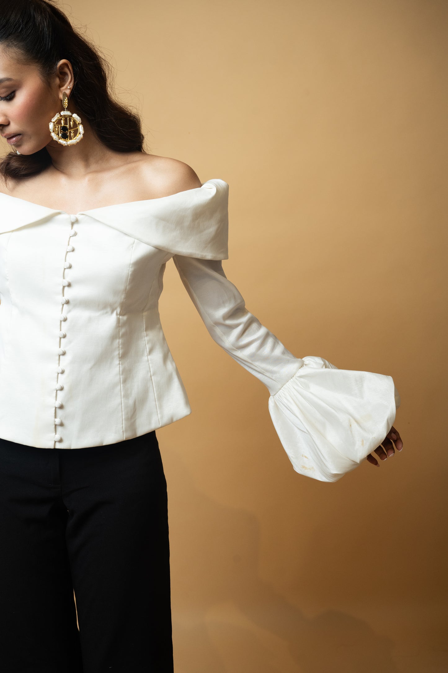 Off Shoulder Balloon Corset Top