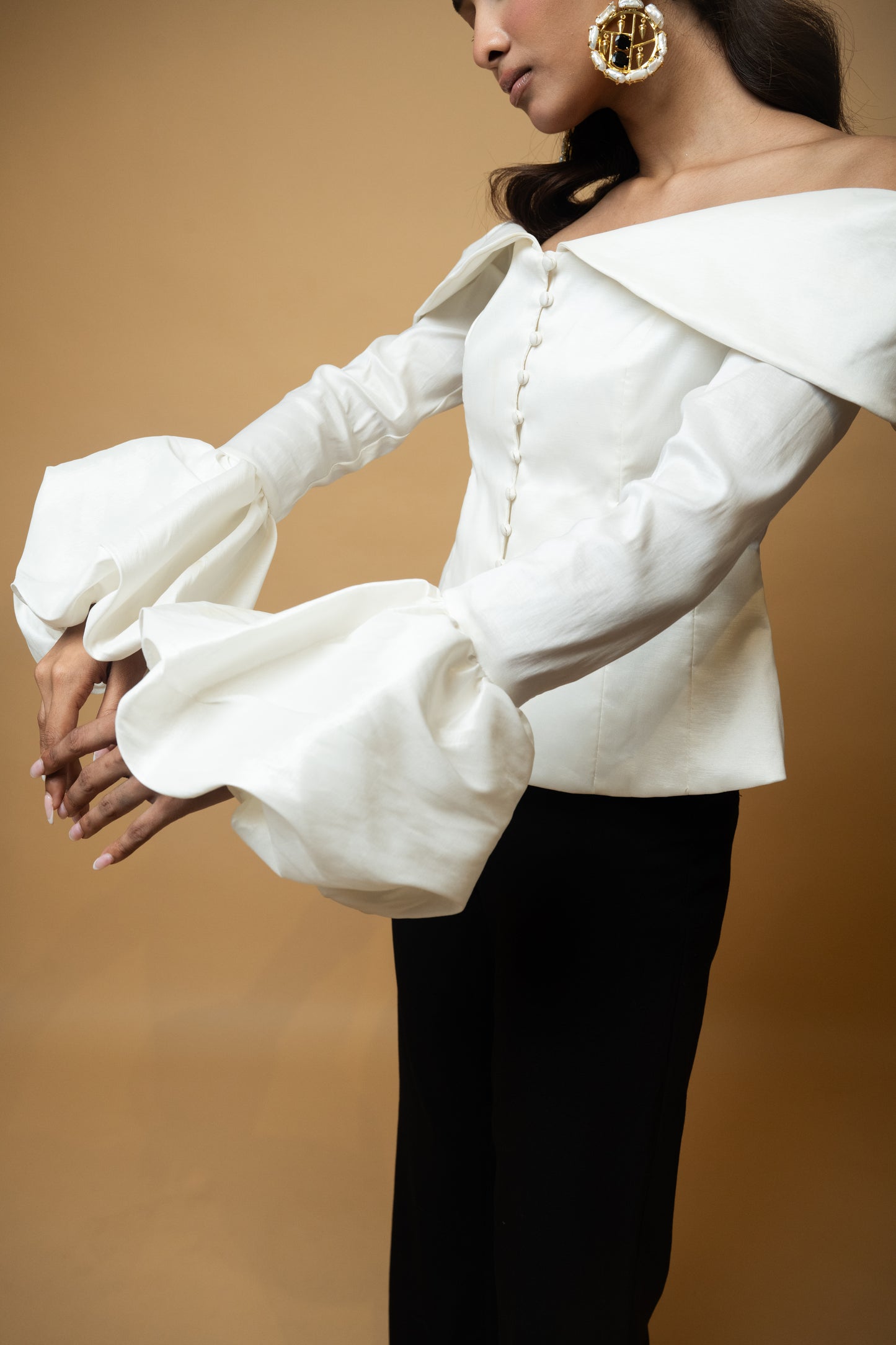 Off Shoulder Balloon Corset Top