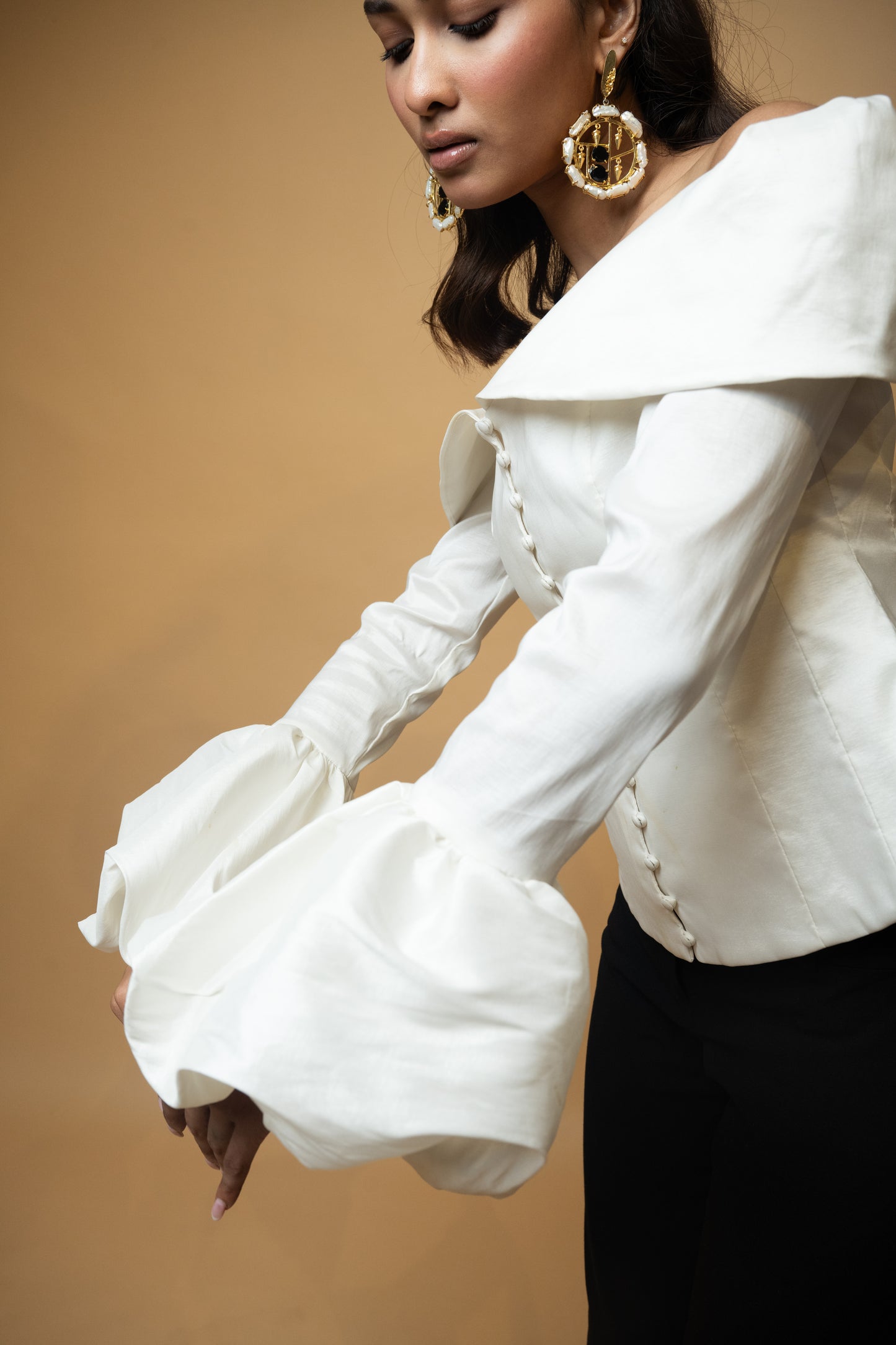 Off Shoulder Balloon Corset Top