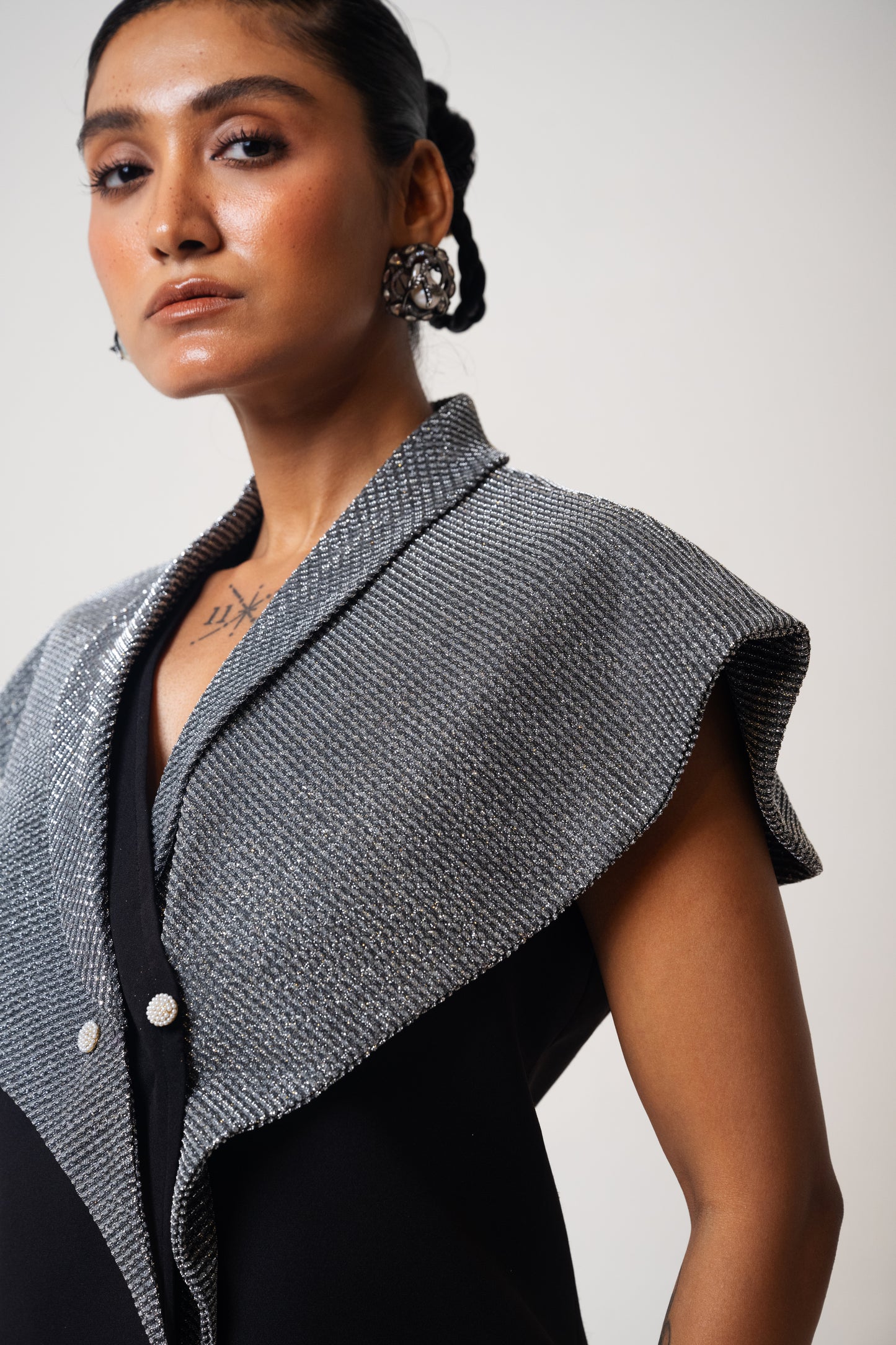 Shimmer Collar Blazer Dress