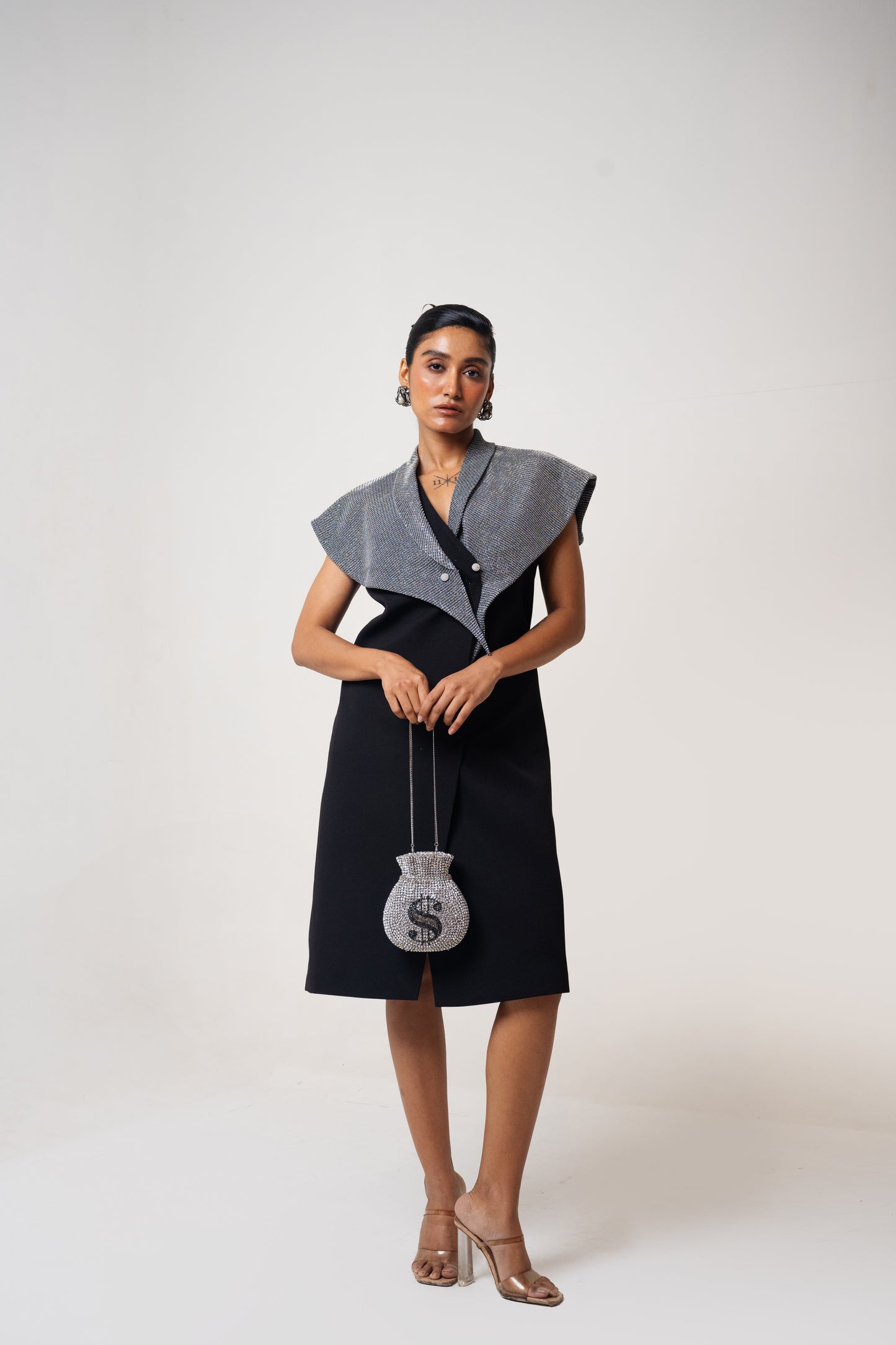 Shimmer Collar Blazer Dress
