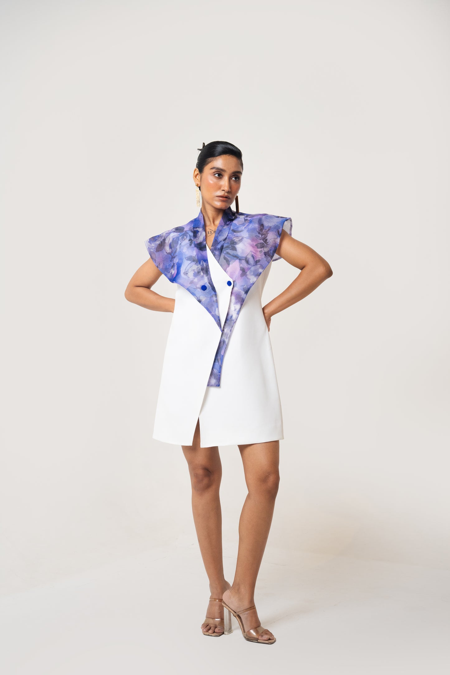 Printed Collar Blazer Dress