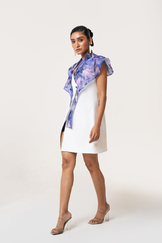 Printed Collar Blazer Dress