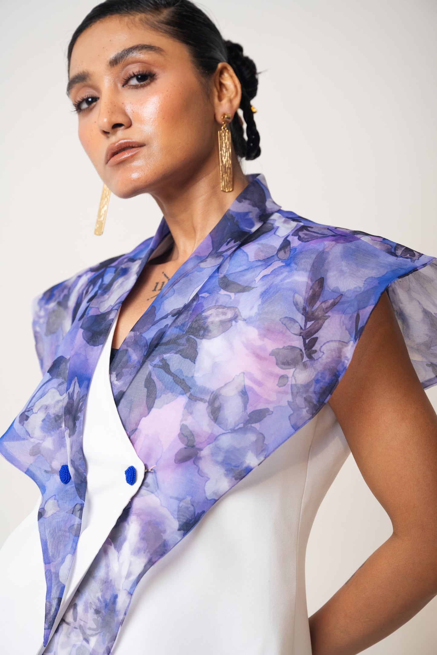 Printed Collar Blazer Dress