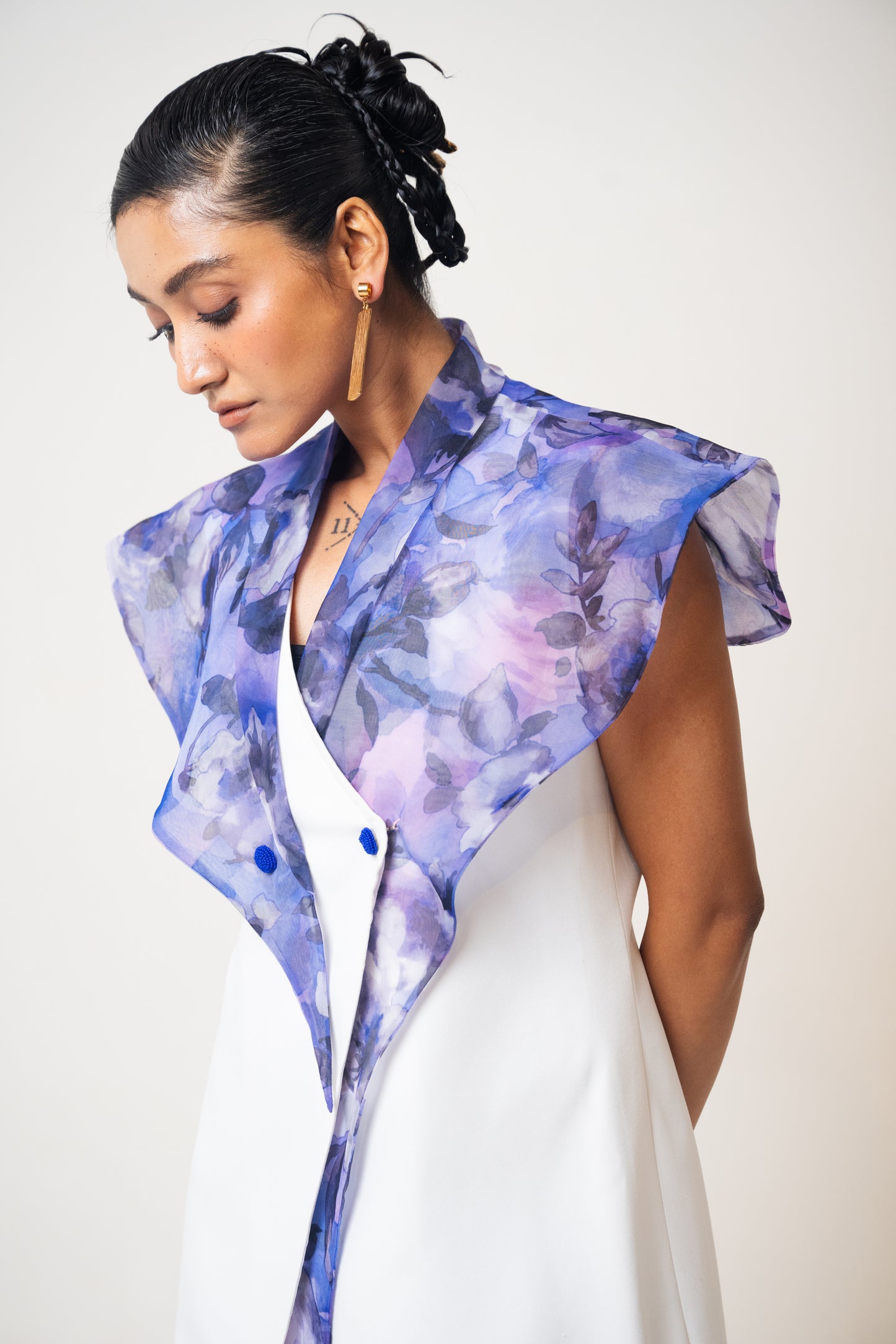 Printed Collar Blazer Dress