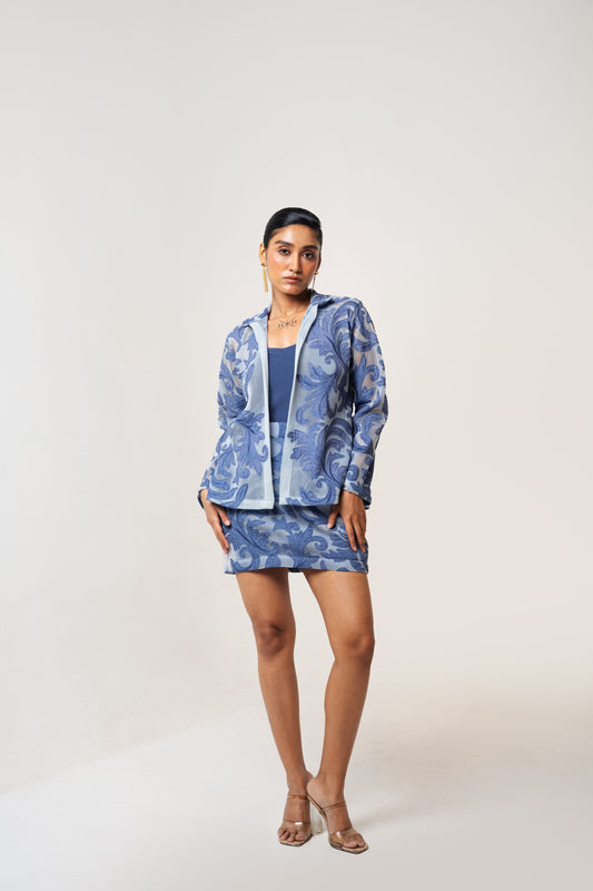 Net Denim Skirt