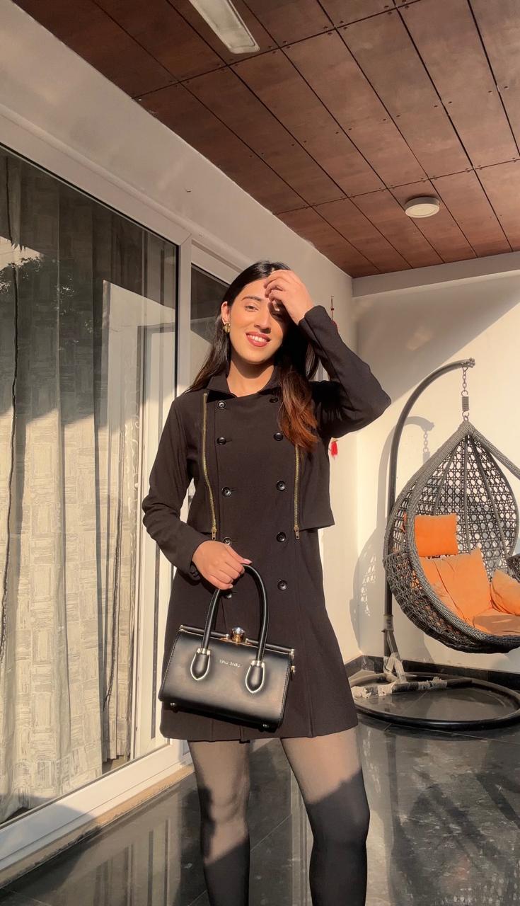 Black Detachable Blazer Dress